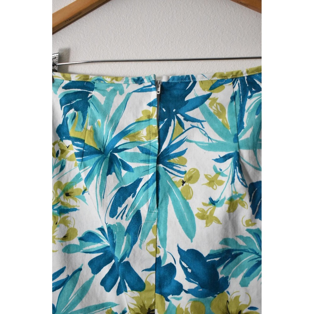 JKLA California Pencil Skirt Womens 6 White Blue Green Y2K Tropical Floral - Picture 5 of 7